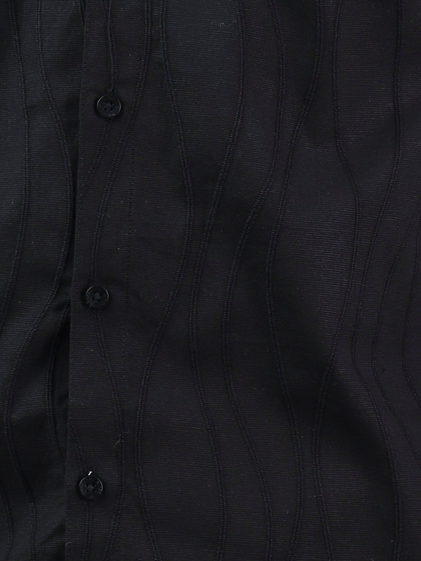 Black N Black Wave Textured Half Sleeve Black Shirt